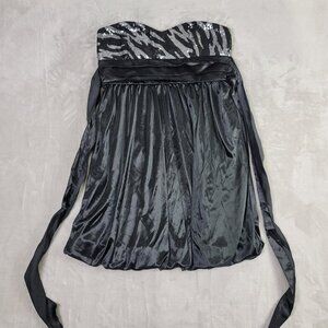 La Belle Vintage Black & Silver Sequin Animal Women's Cocktail Dress | Size M